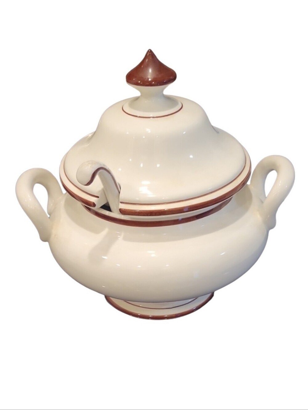 Vintage OAL Made In Portual Elegant Ceramic Soup Pot With Lid And Ladle